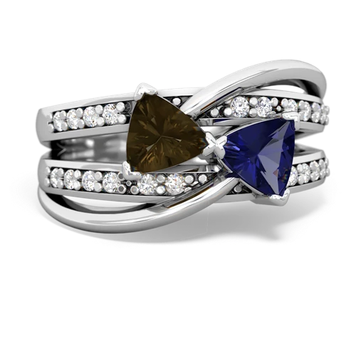 smoky quartz-lab sapphire couture ring
