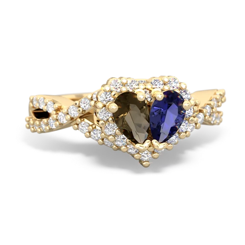 smoky quartz-lab sapphire engagement ring