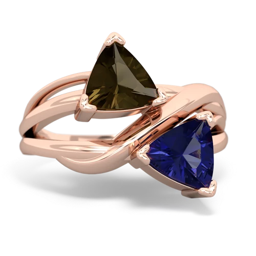 smoky quartz-lab sapphire filligree ring