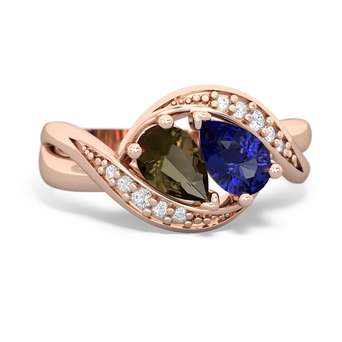 smoky quartz-lab sapphire keepsake curls ring