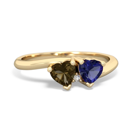 smoky quartz-lab sapphire sweethearts promise ring