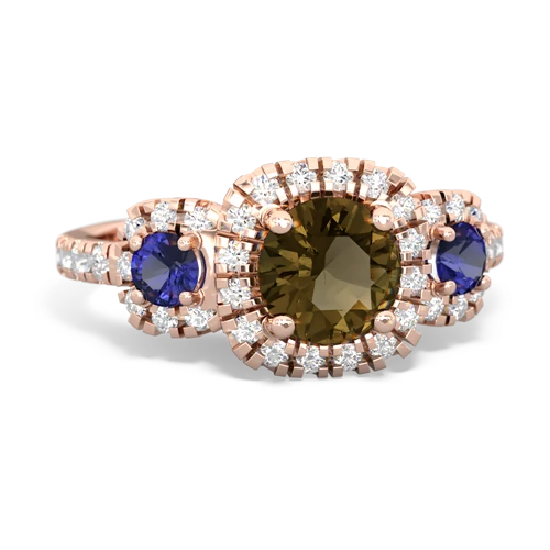 Genuine Smoky Quartz with Lab Created Sapphire and Genuine Opal Regal Halo ring