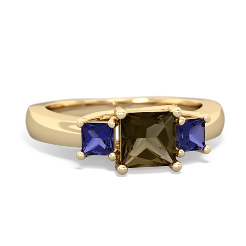 smoky quartz-lab sapphire timeless ring