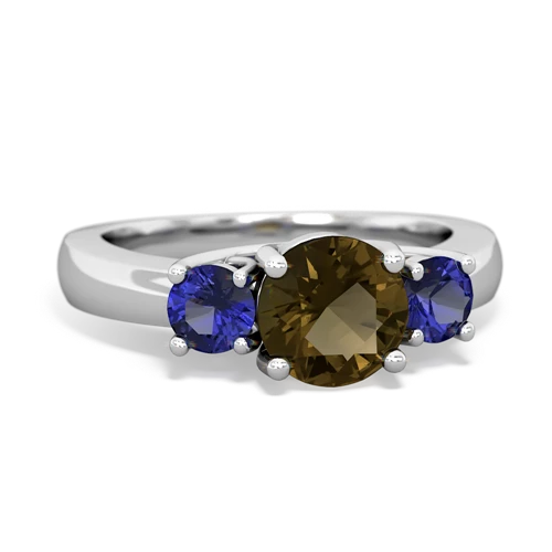 smoky quartz-lab sapphire timeless ring