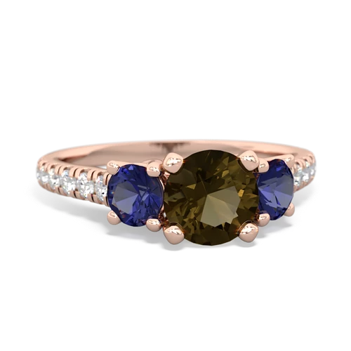 smoky quartz-lab sapphire trellis pave ring