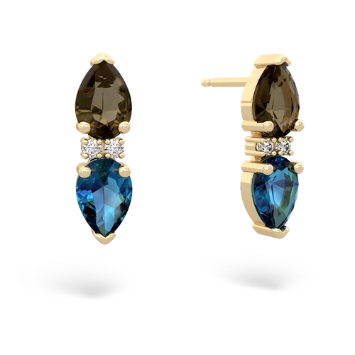 smoky quartz-london topaz bowtie earrings