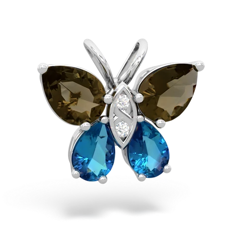 smoky quartz-london topaz butterfly pendant