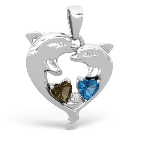 smoky quartz-london topaz dolphins pendant