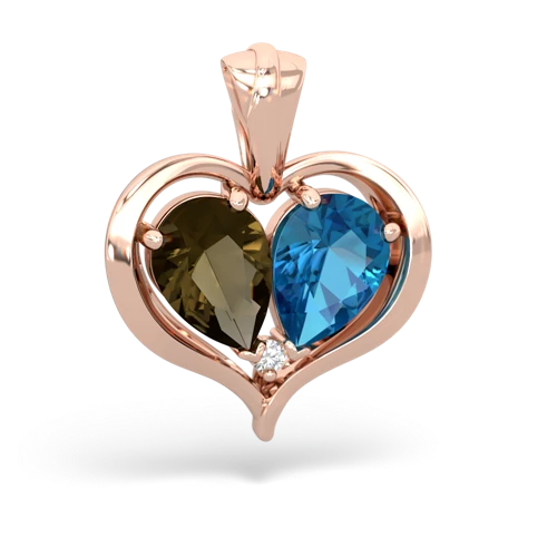 smoky quartz-london topaz half heart whole pendant