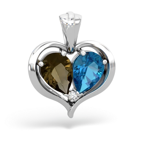 smoky quartz-london topaz half heart whole pendant