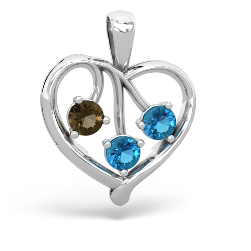 smoky quartz-london topaz love heart pendant