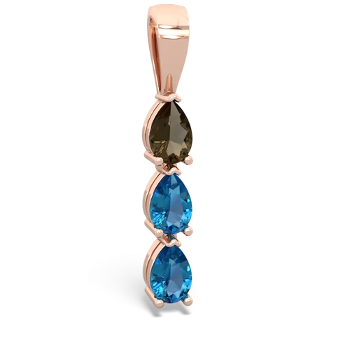 smoky quartz-london topaz three stone pendant