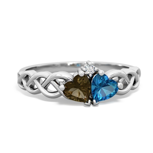 smoky quartz-london topaz celtic braid ring