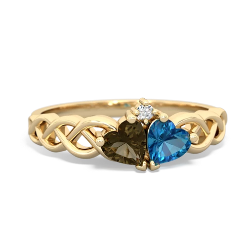 smoky quartz-london topaz celtic braid ring