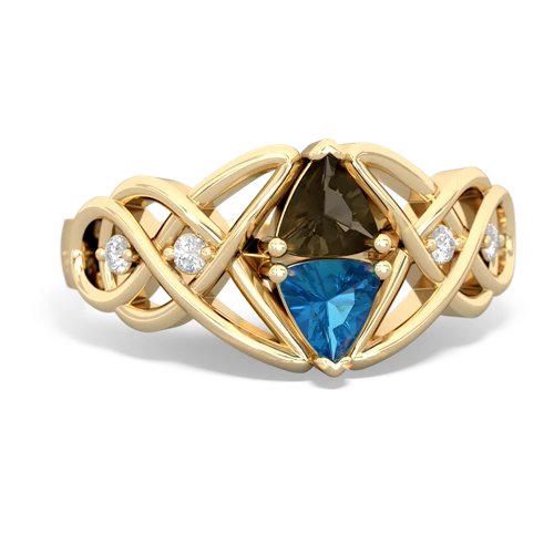 smoky quartz-london topaz celtic knot ring