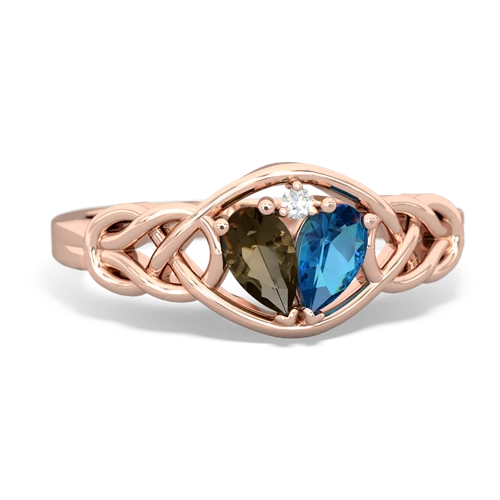 smoky quartz-london topaz celtic knot ring