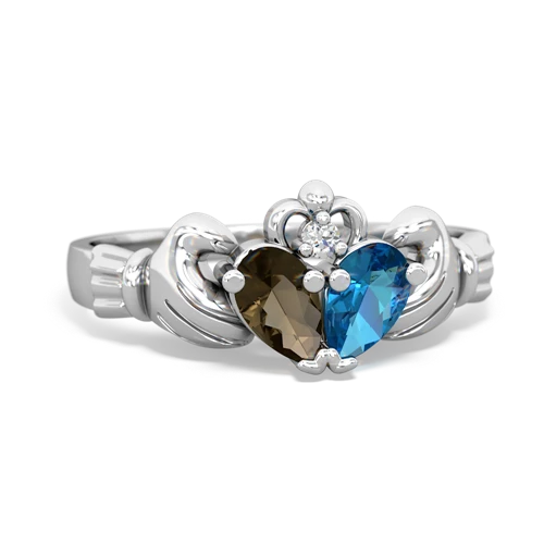 smoky quartz-london topaz claddagh ring