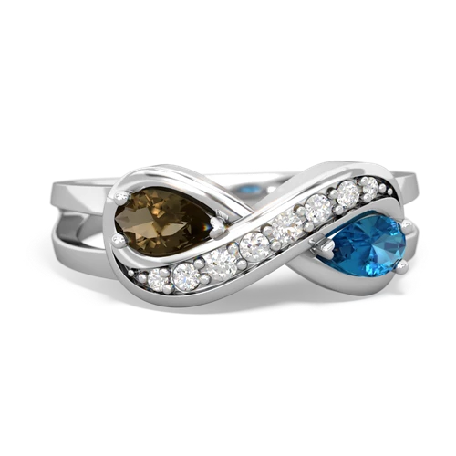 smoky quartz-london topaz diamond infinity ring