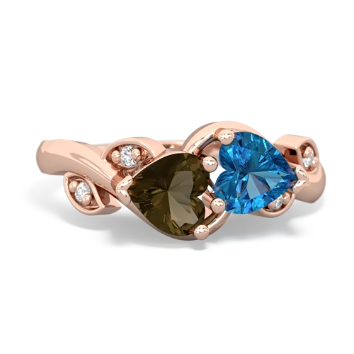 smoky quartz-london topaz floral keepsake ring