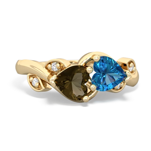 smoky quartz-london topaz floral keepsake ring