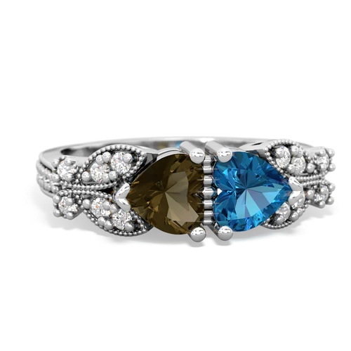 smoky quartz-london topaz keepsake butterfly ring