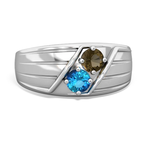 smoky quartz-london topaz mens ring