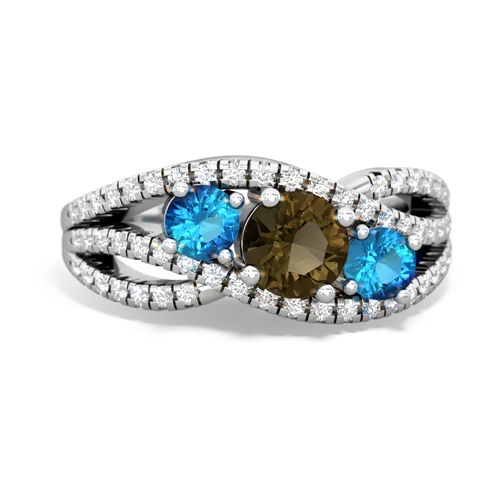 smoky quartz-london topaz three stone pave ring