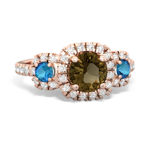 smoky quartz-london topaz three stone regal ring