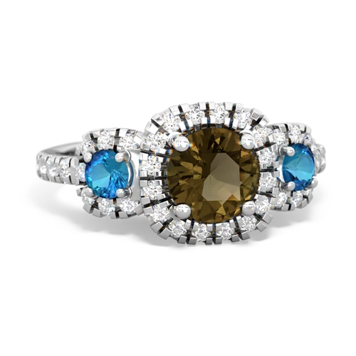 smoky quartz-london topaz three stone regal ring