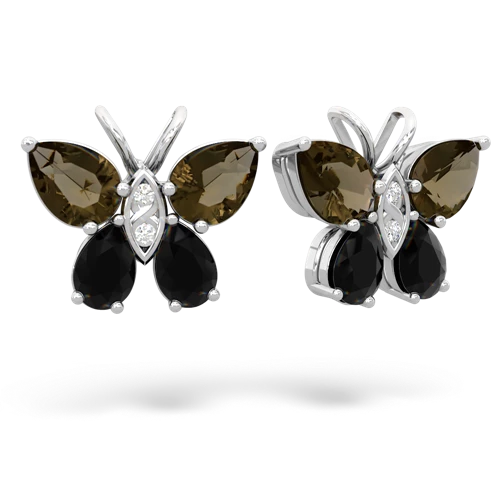 smoky quartz-onyx butterfly earrings