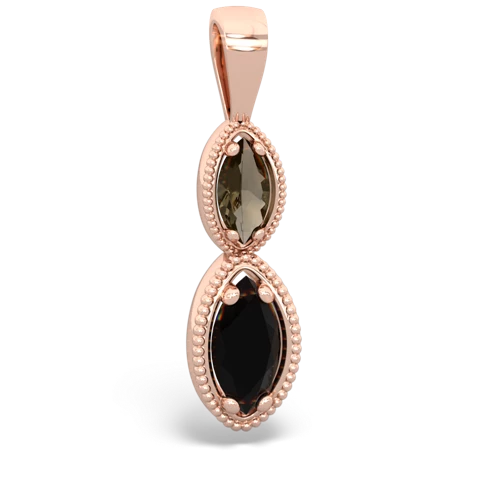 Genuine Smoky Quartz with Genuine Black Onyx Antique-style Halo pendant
