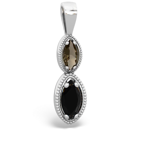 smoky quartz-onyx antique milgrain pendant