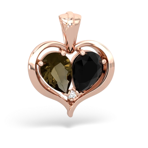 smoky quartz-onyx half heart whole pendant