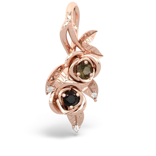 smoky quartz-onyx rose vine pendant