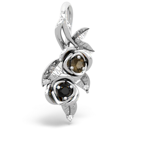 Smoky Quartz Genuine Smoky Quartz with Genuine Black Onyx Rose Vine pendant Pendant