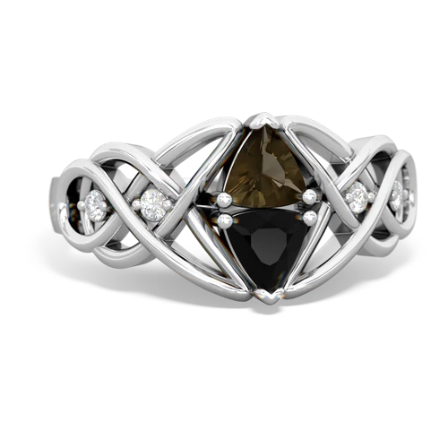 Smoky Quartz Genuine Smoky Quartz with Genuine Black Onyx Keepsake Celtic Knot ring Ring