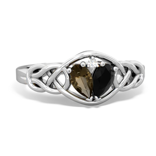 smoky quartz-onyx celtic knot ring