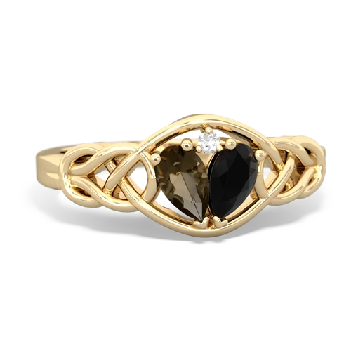 smoky quartz-onyx celtic knot ring