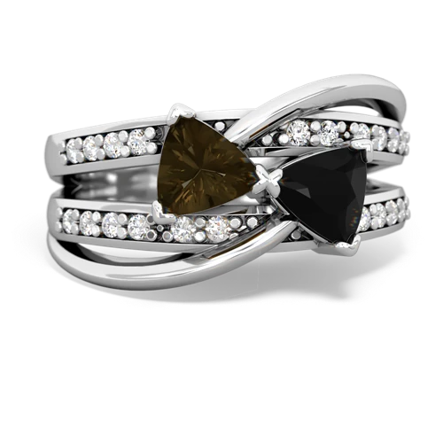 Smoky Quartz Genuine Smoky Quartz with Genuine Black Onyx Bowtie ring Ring