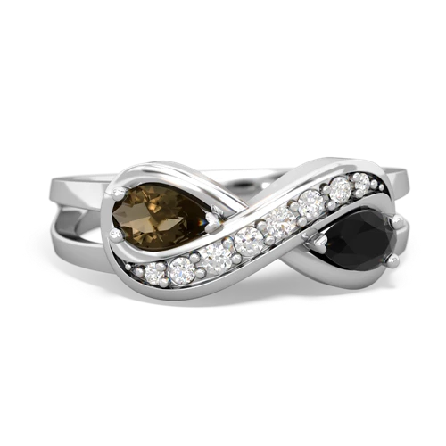 Smoky Quartz Genuine Smoky Quartz with Genuine Black Onyx Diamond Infinity ring Ring