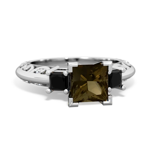 smoky quartz-onyx engagement ring