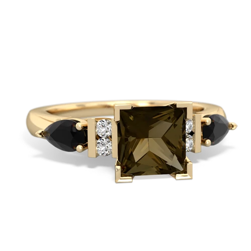 Smoky Quartz Genuine Smoky Quartz with Genuine Black Onyx and Genuine Fire Opal Engagement ring Ring