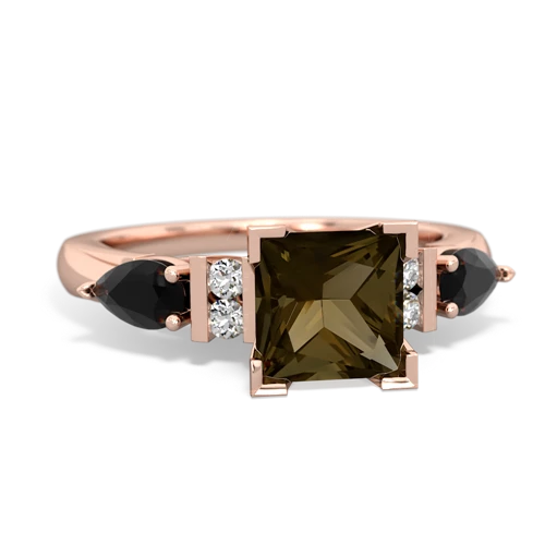 smoky quartz-onyx engagement ring