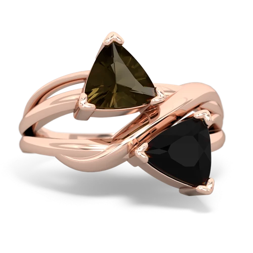 smoky quartz-onyx filligree ring
