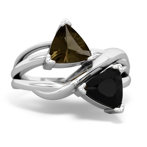 Smoky Quartz Genuine Smoky Quartz with Genuine Black Onyx Split Band Swirl ring Ring