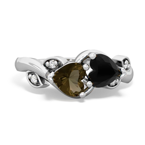 smoky quartz-onyx floral keepsake ring