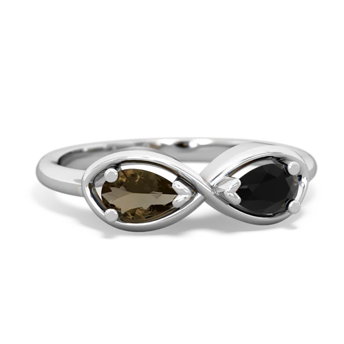 Genuine Smoky Quartz with Genuine Black Onyx Infinity ring
