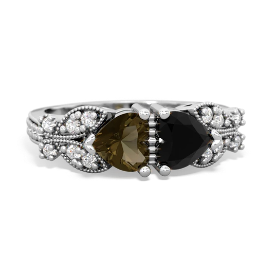 smoky quartz-onyx keepsake butterfly ring