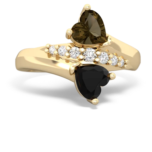 smoky quartz-onyx modern ring