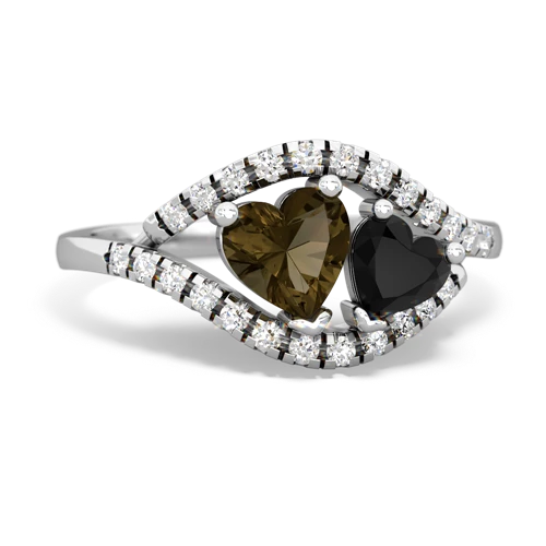 smoky quartz-onyx mother child ring